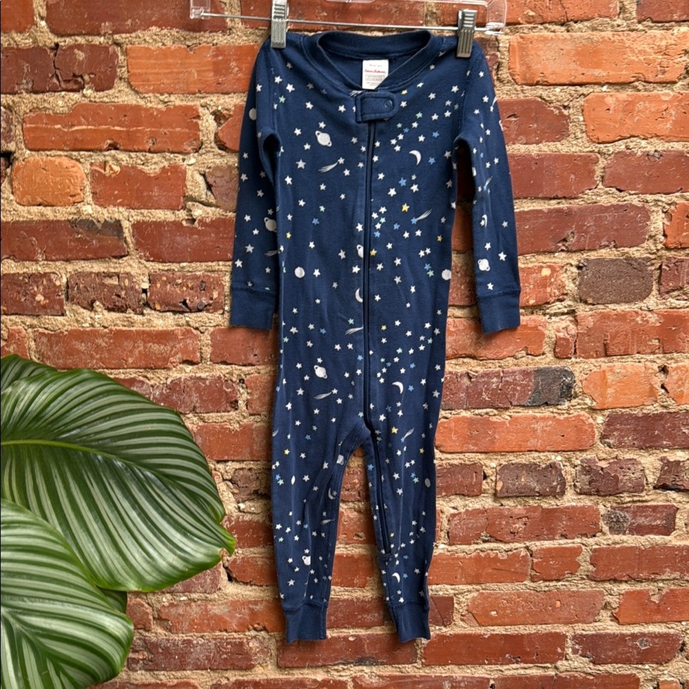 Hanna Andersson Starry Night 100% cotton Zip Pajama, 3T